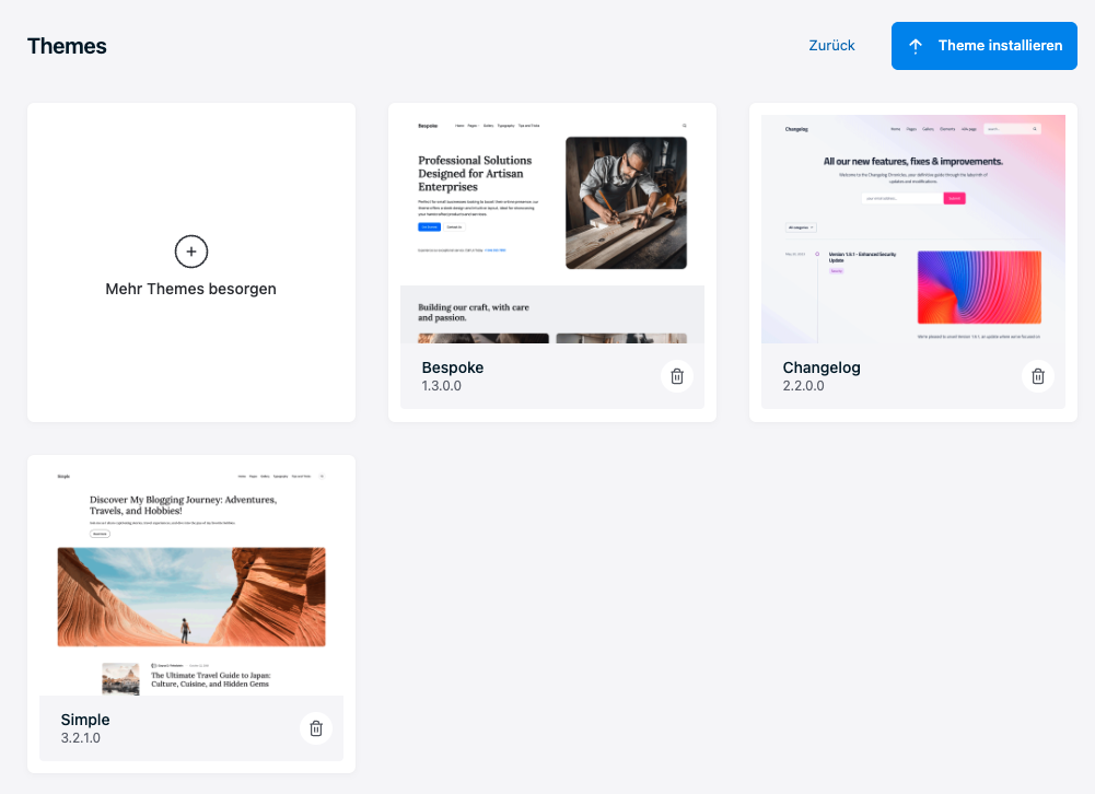 Publii Theme Auswahl